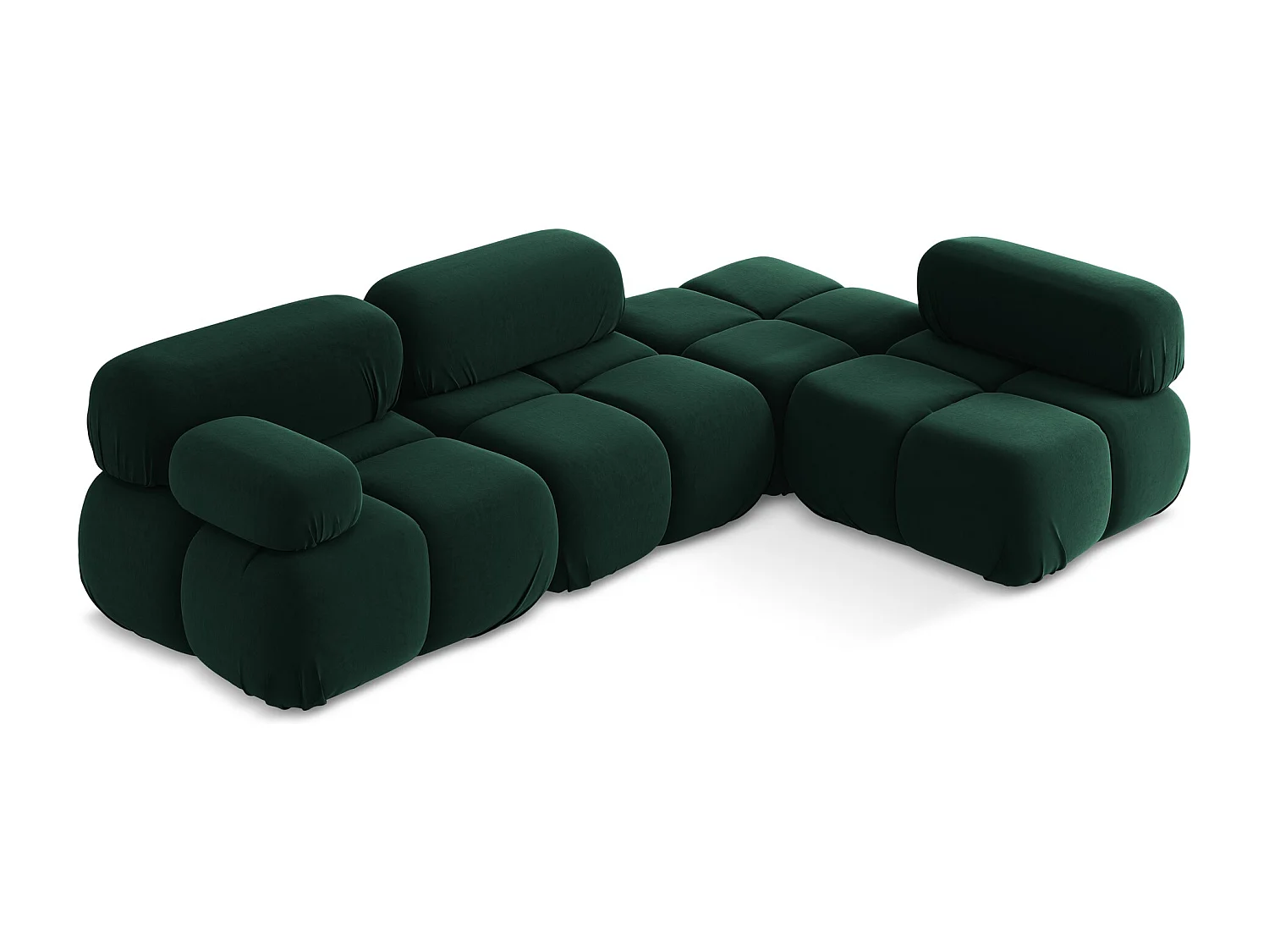 3-Sitzer Modulares Ecksofa - Ecke Rechts - Samt - Flaschengrün - LOKUA