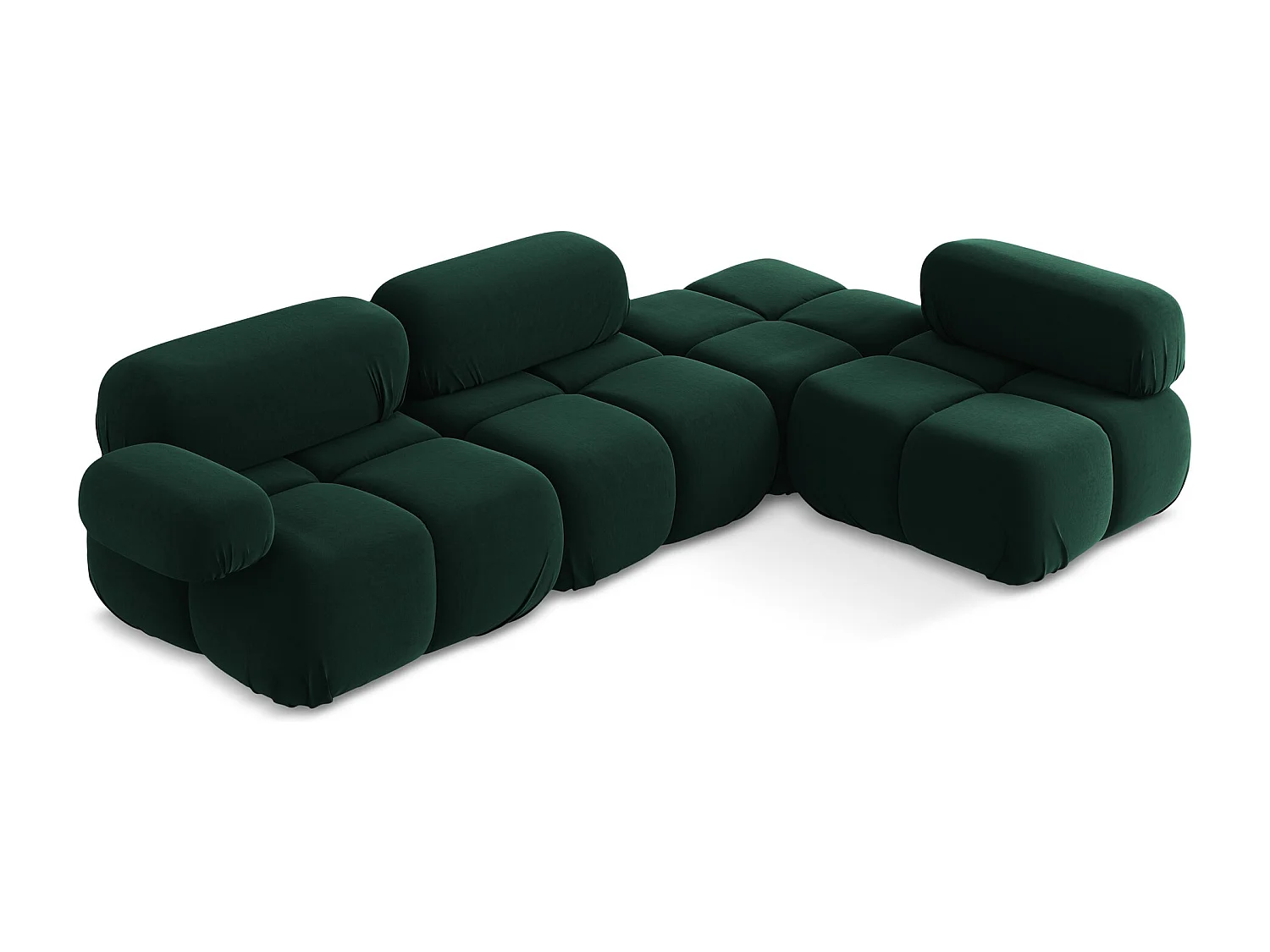 3-Sitzer Modulares Ecksofa - Ecke Rechts - Samt - Flaschengrün - LOKUA