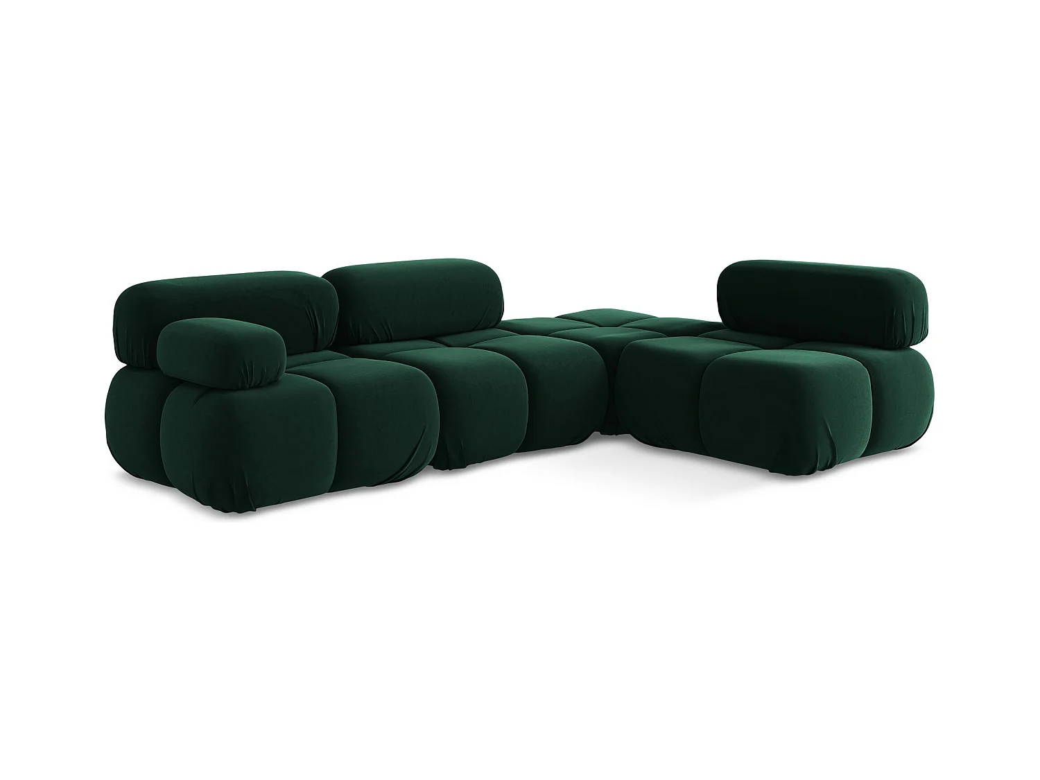 Canapé d'angle modulaire droit en Samt - bouteille verte - LOKUA
