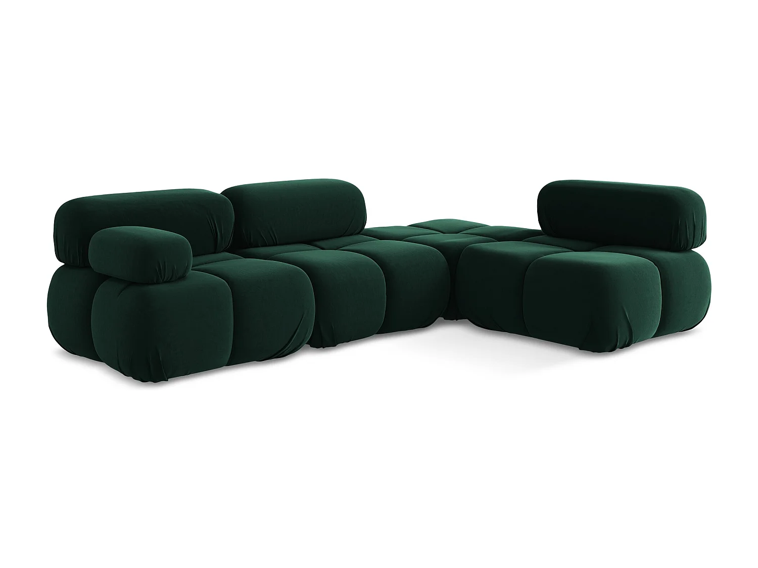 Canapé d'angle modulaire droit en Samt - bouteille verte - LOKUA