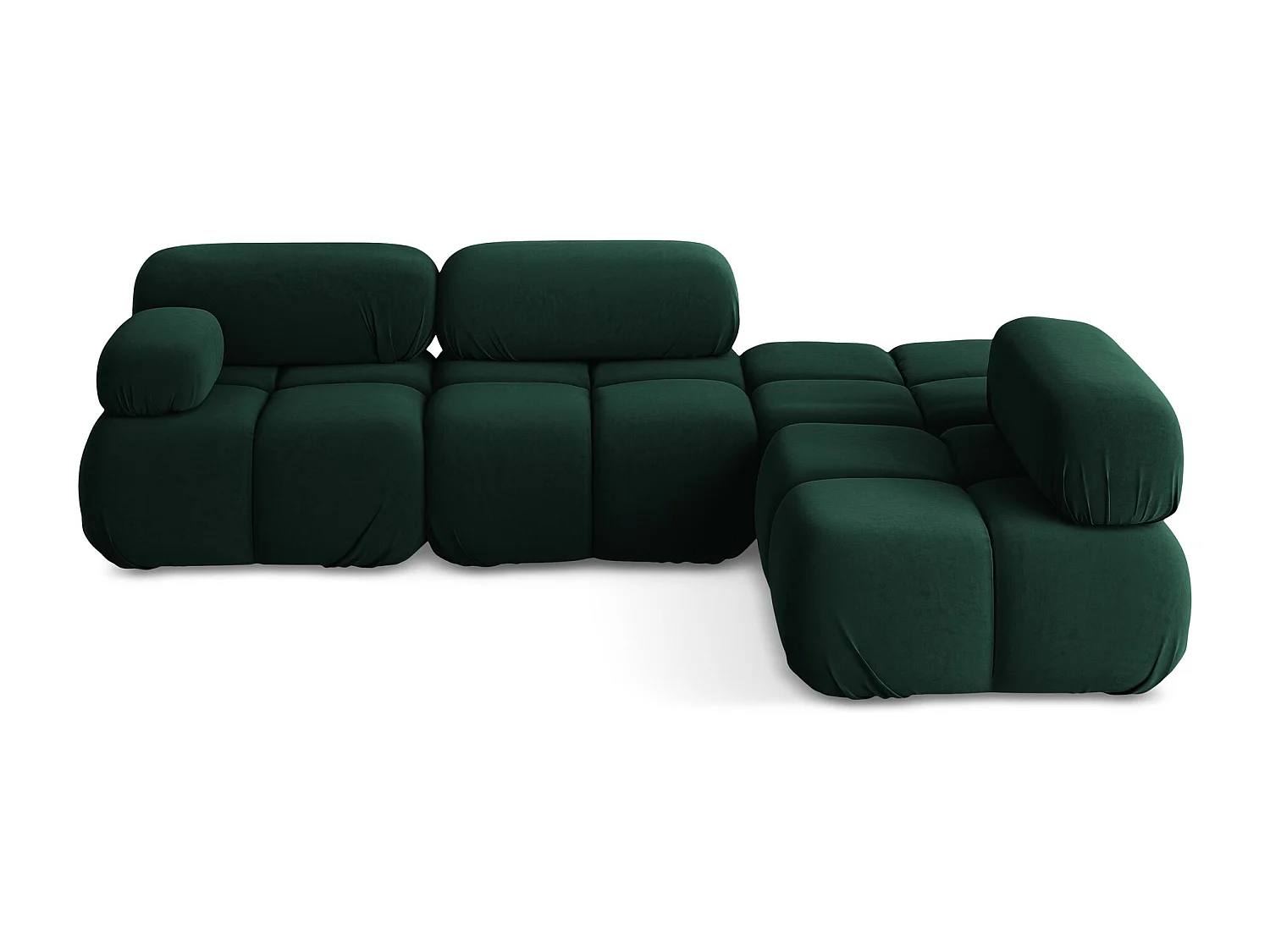 Canapé d'angle modulaire droit en Samt - bouteille verte - LOKUA