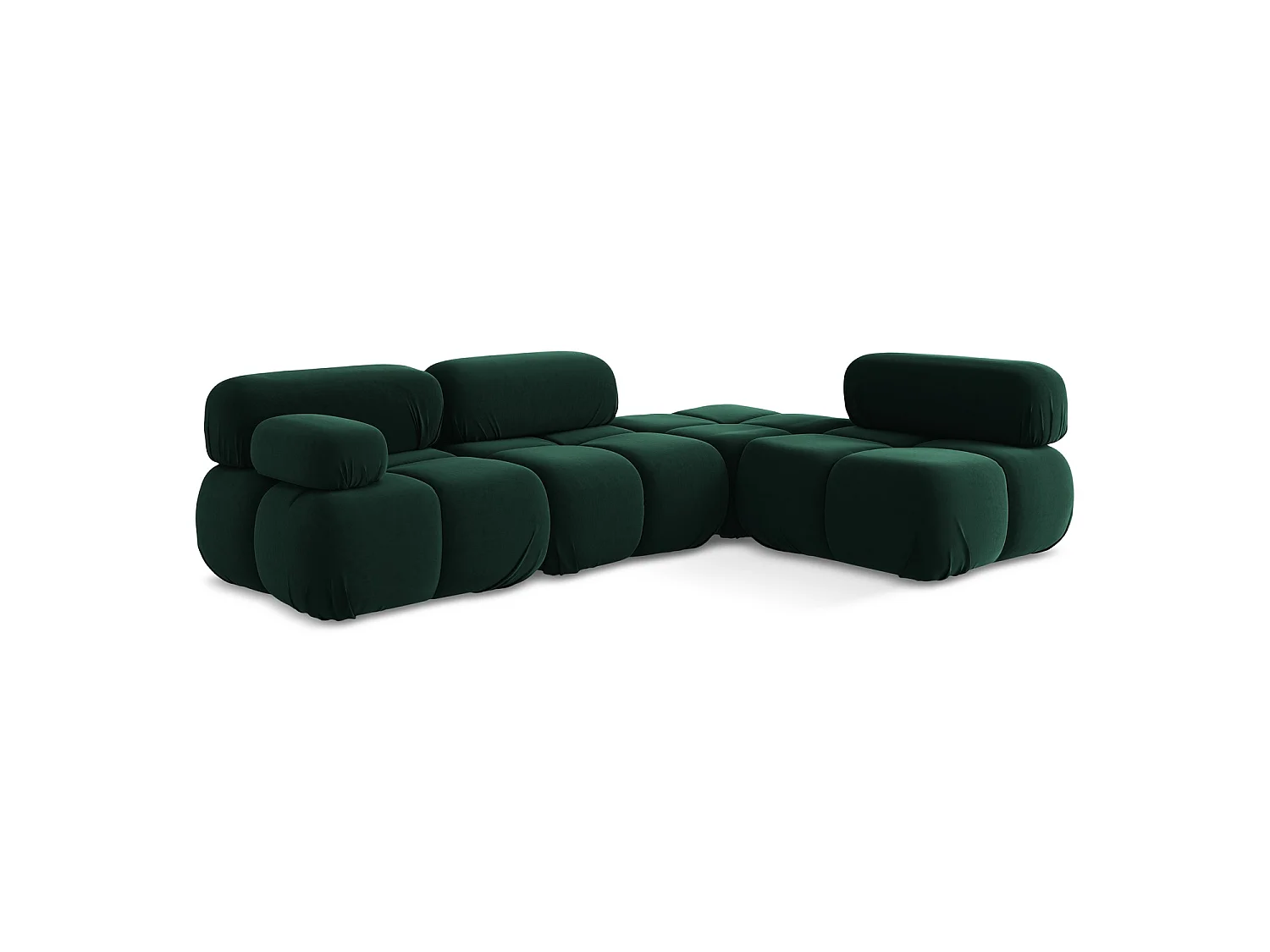 Canapé d'angle 3 places modulaire droit en velours - bouteille verte - SANREMO