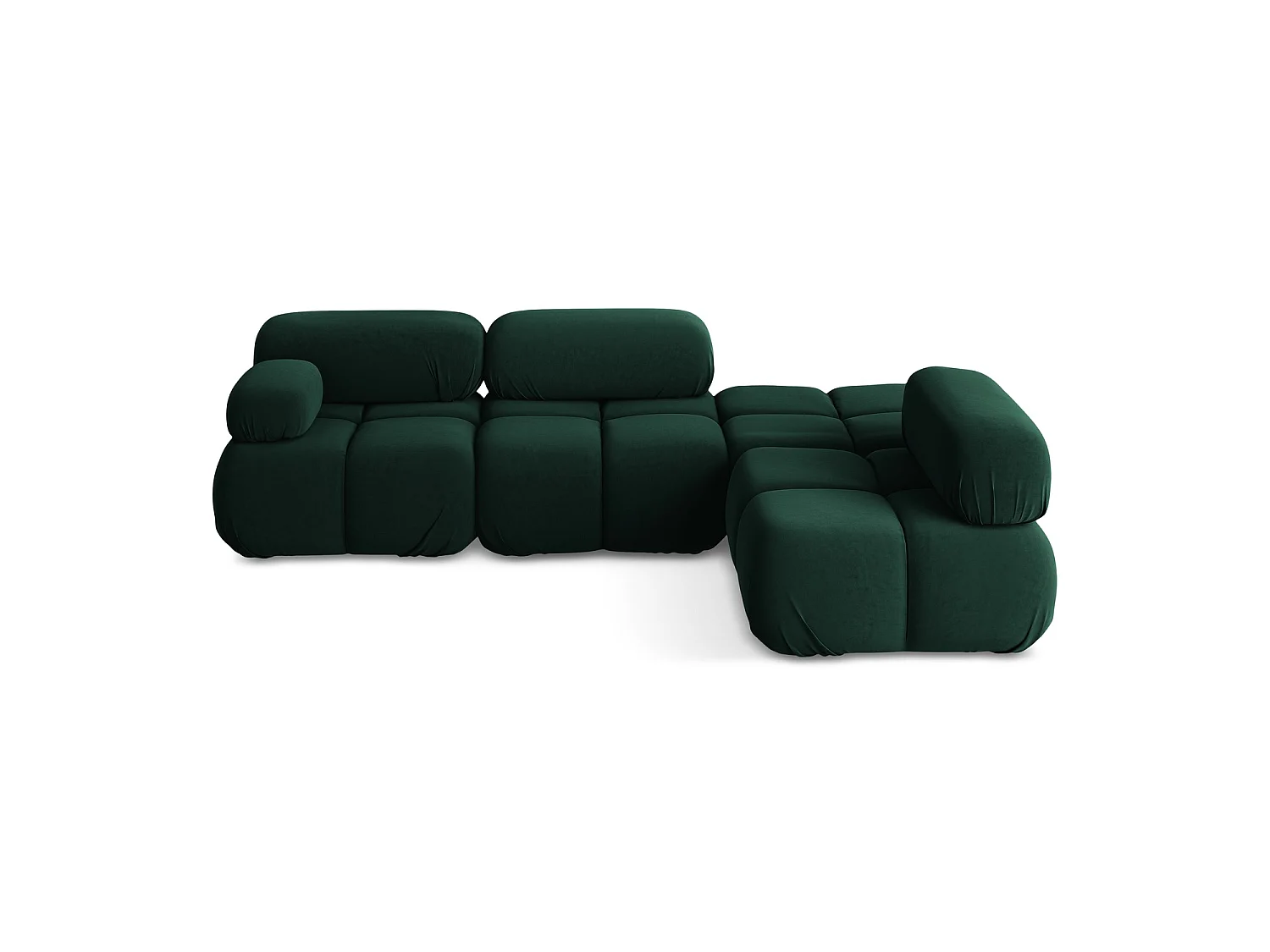 Canapé d'angle 3 places modulaire droit en velours - bouteille verte - SANREMO
