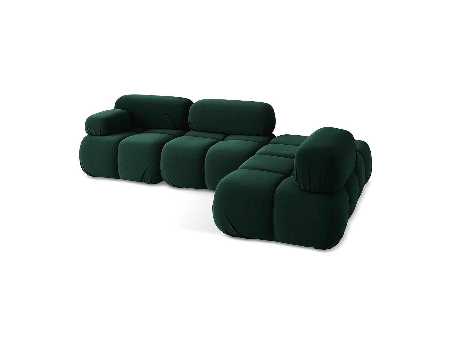 Canapé d'angle 3 places modulaire droit en velours - bouteille verte - SANREMO