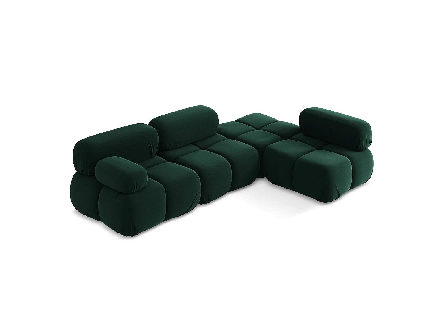 Canapé d'angle 3 places modulaire droit en velours - bouteille verte - SANREMO