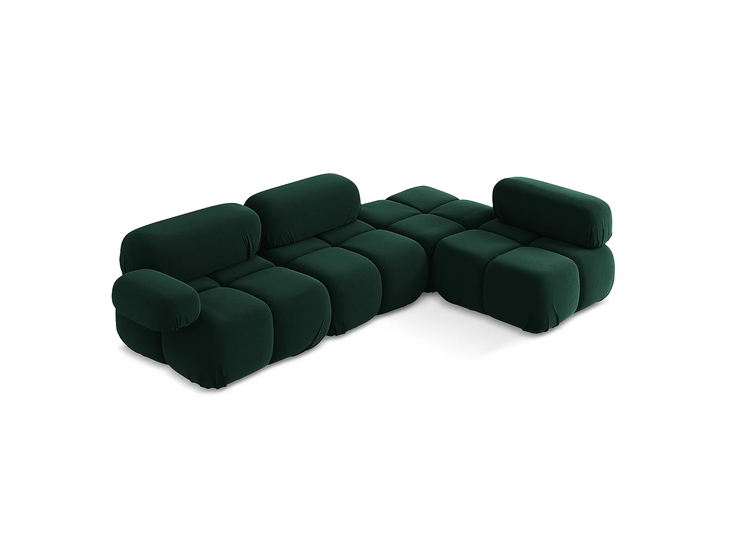 Canapé d'angle 3 places modulaire droit en velours - bouteille verte - SANREMO