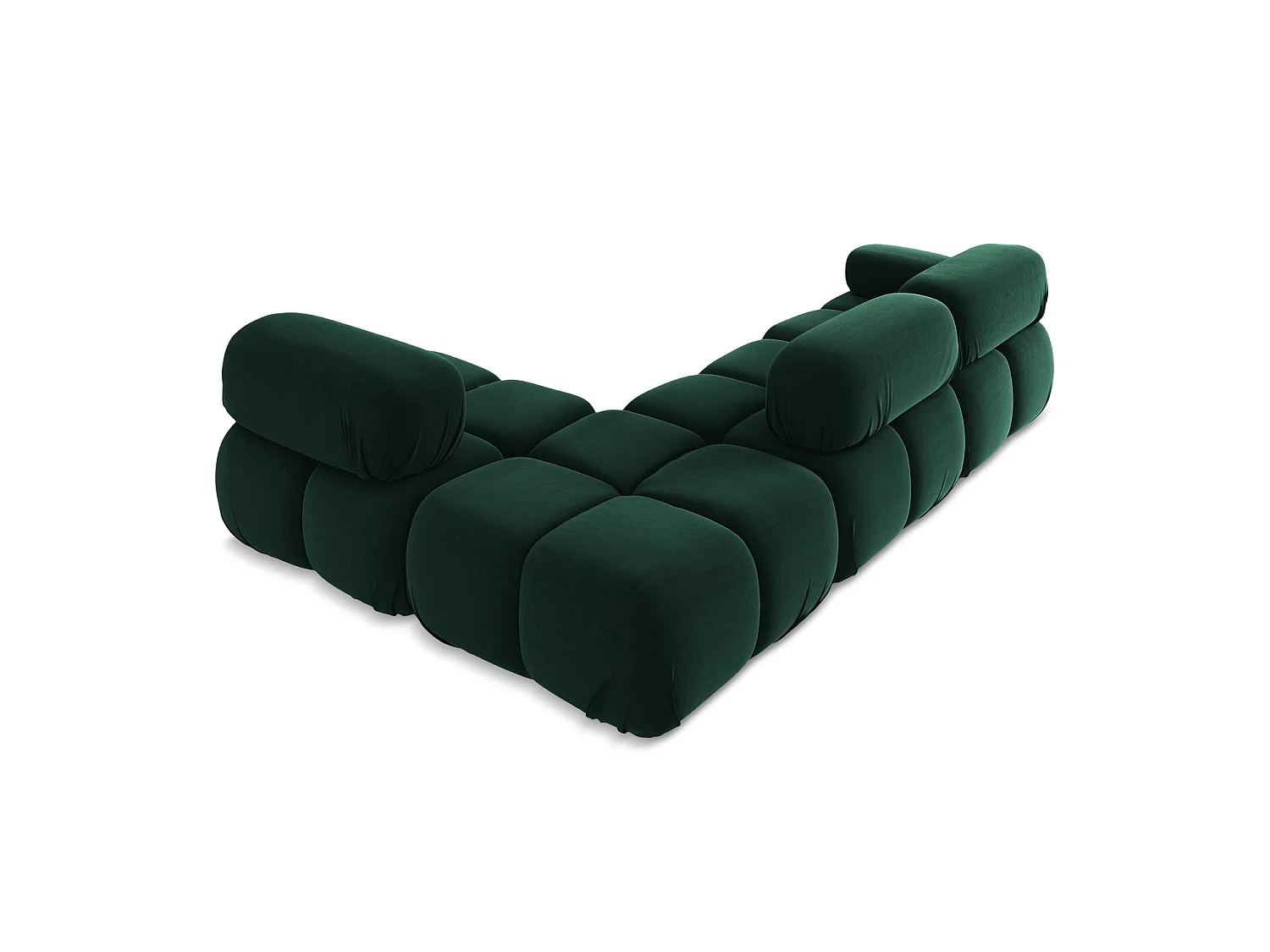 Canapé d'angle 3 places modulaire droit en velours - bouteille verte - SANREMO