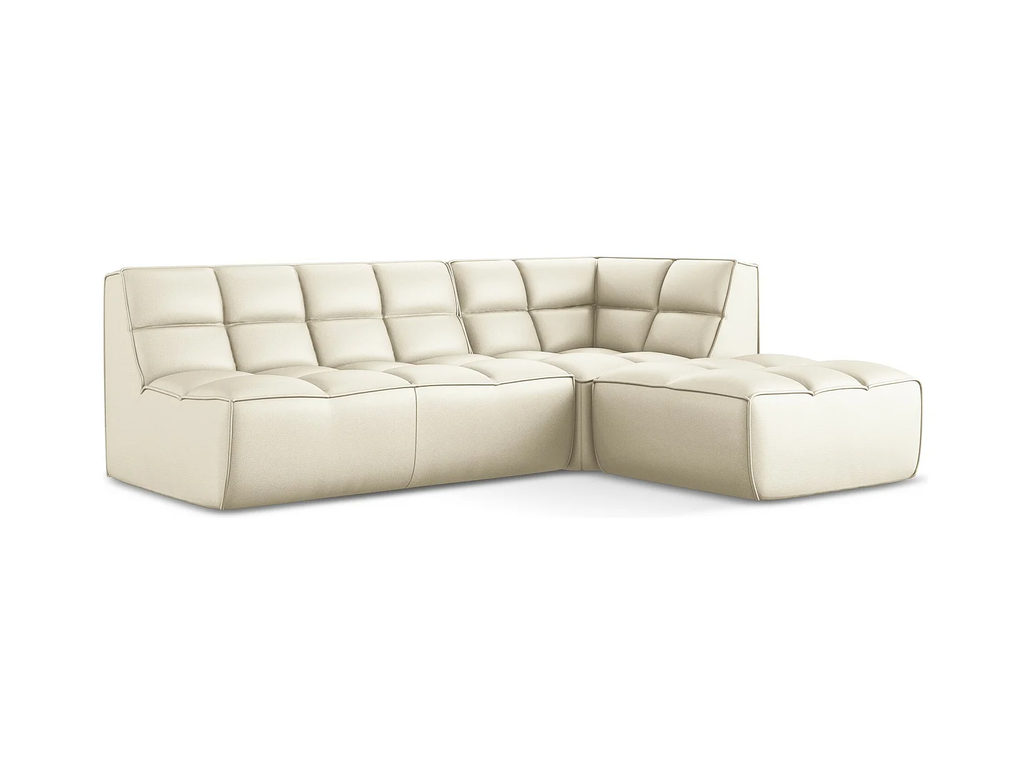 Canapé d'angle modulaire M reversible en Cuir artificiel - beige clair - KALAI