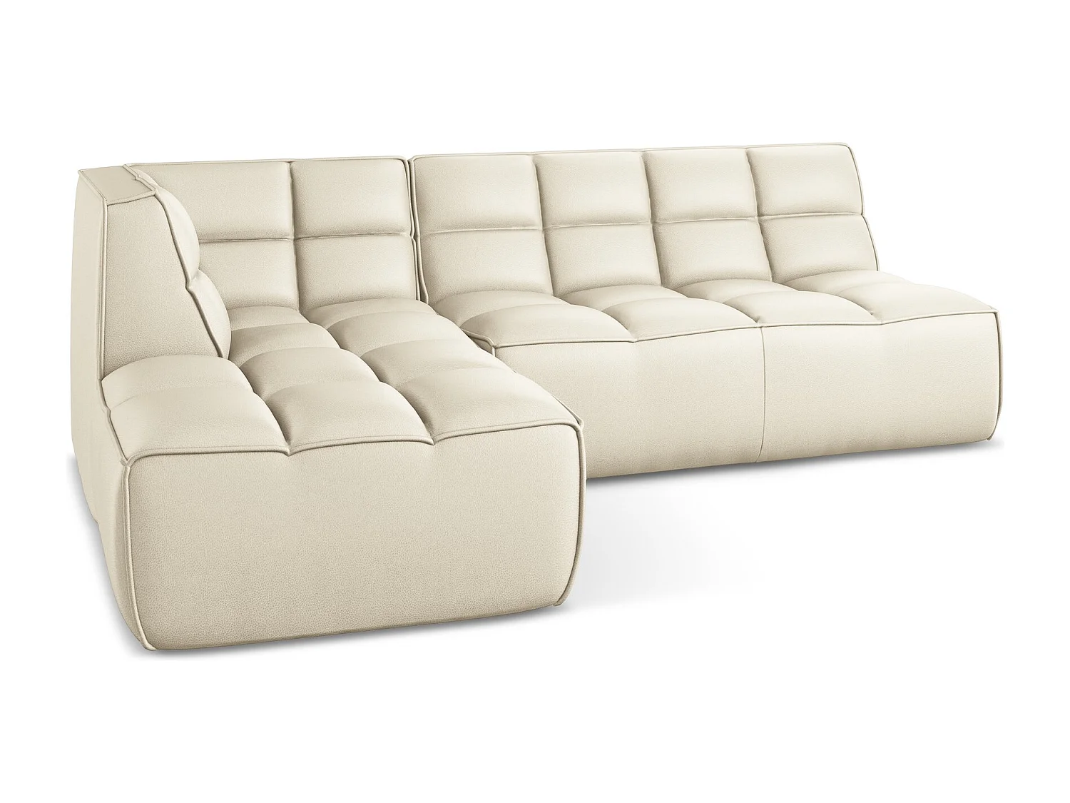 Modulares Ecksofa M Beidseitig - Reversibel - Kunstleder - Hell beige - KALAI