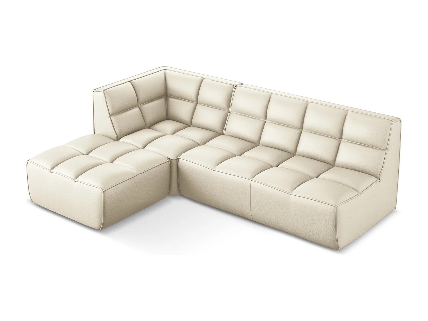 Modulares Ecksofa M Beidseitig - Reversibel - Kunstleder - Hell beige - KALAI
