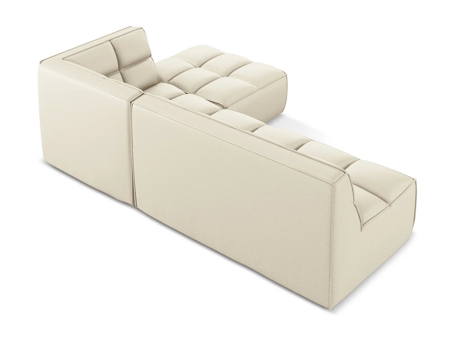 Sofá de canto modular reversível 3 lugares em couro sintético bege claro - KALAI