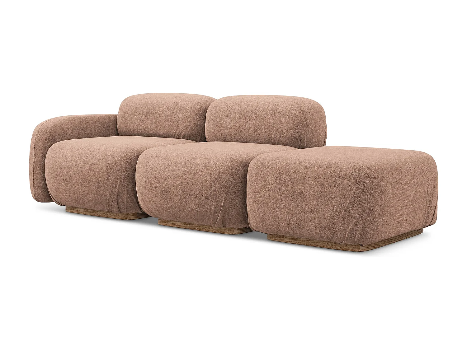 Canapé modulable 3 places droit en Bouclé - rose sourd - AILANI