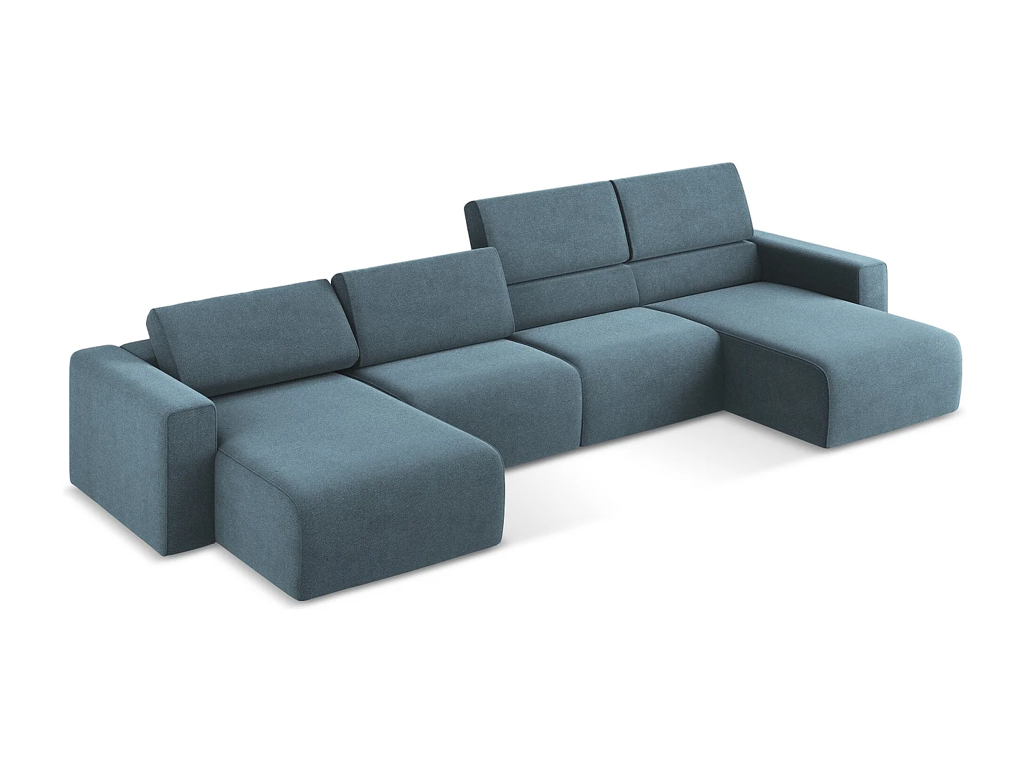 Canapé modulable panoramique en Strukturstoff - bleu clair - KALEA