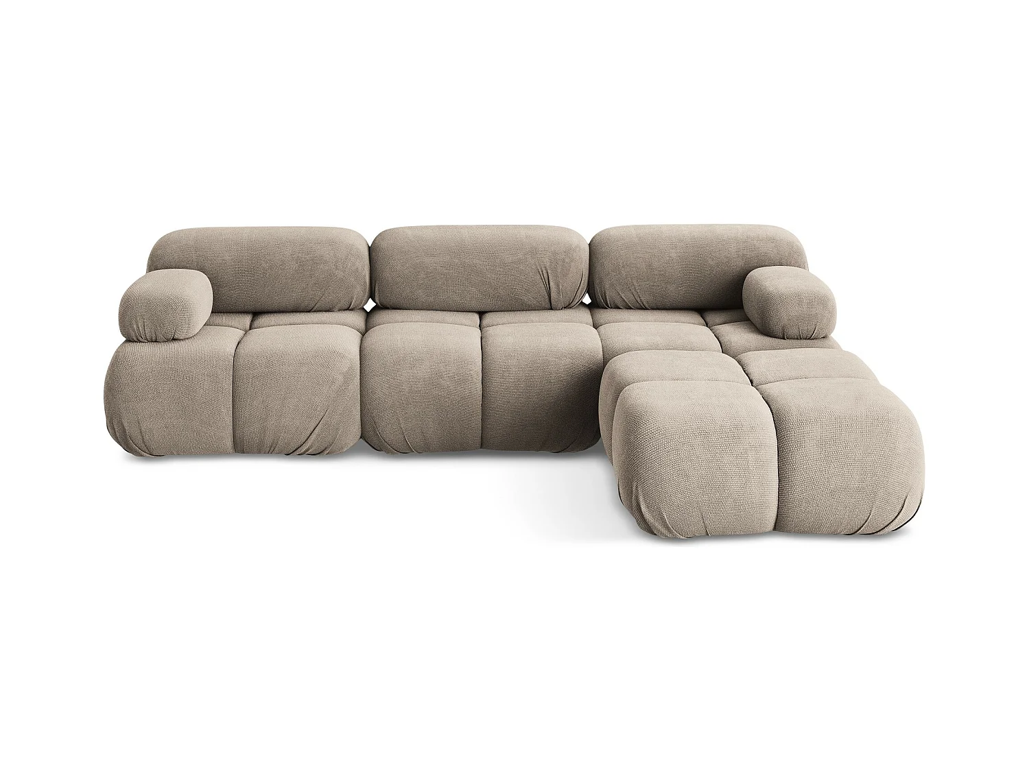 Sofá modular 3 plazas reversible de tela chenilla beige oscuro - LOKUA