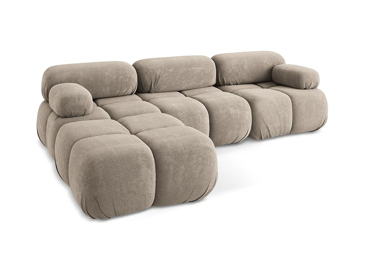 Sofá modular 3 plazas reversible de tela chenilla beige oscuro - LOKUA