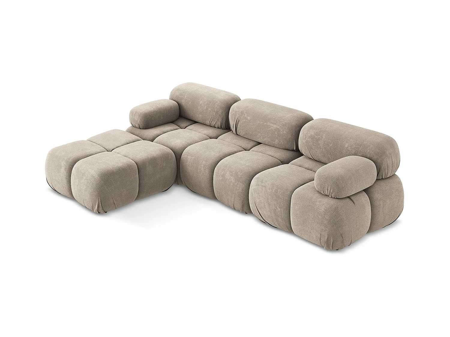 Sofá modular 3 plazas reversible de tela chenilla beige oscuro - LOKUA