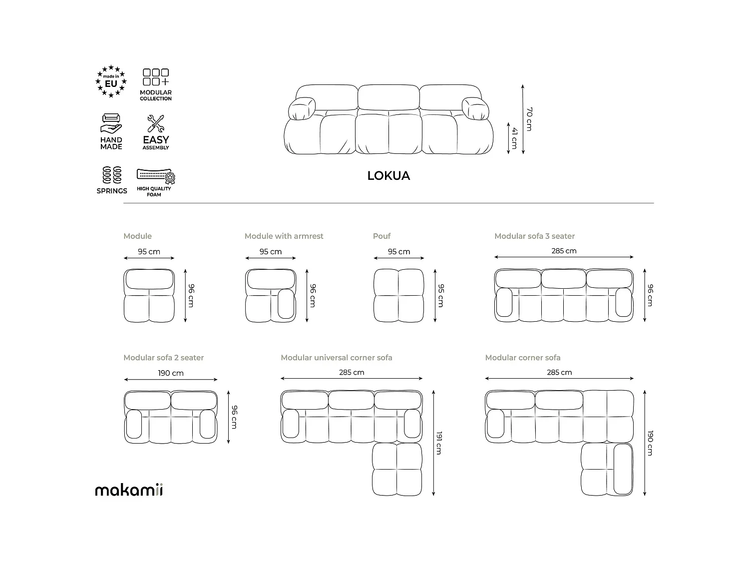 Sofá modular 3 plazas reversible de tela chenilla beige oscuro - LOKUA