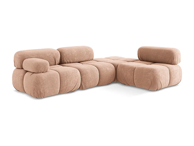 3-Sitzer Modulares Ecksofa - Ecke Rechts - Chenille - Pfirsich - LOKUA