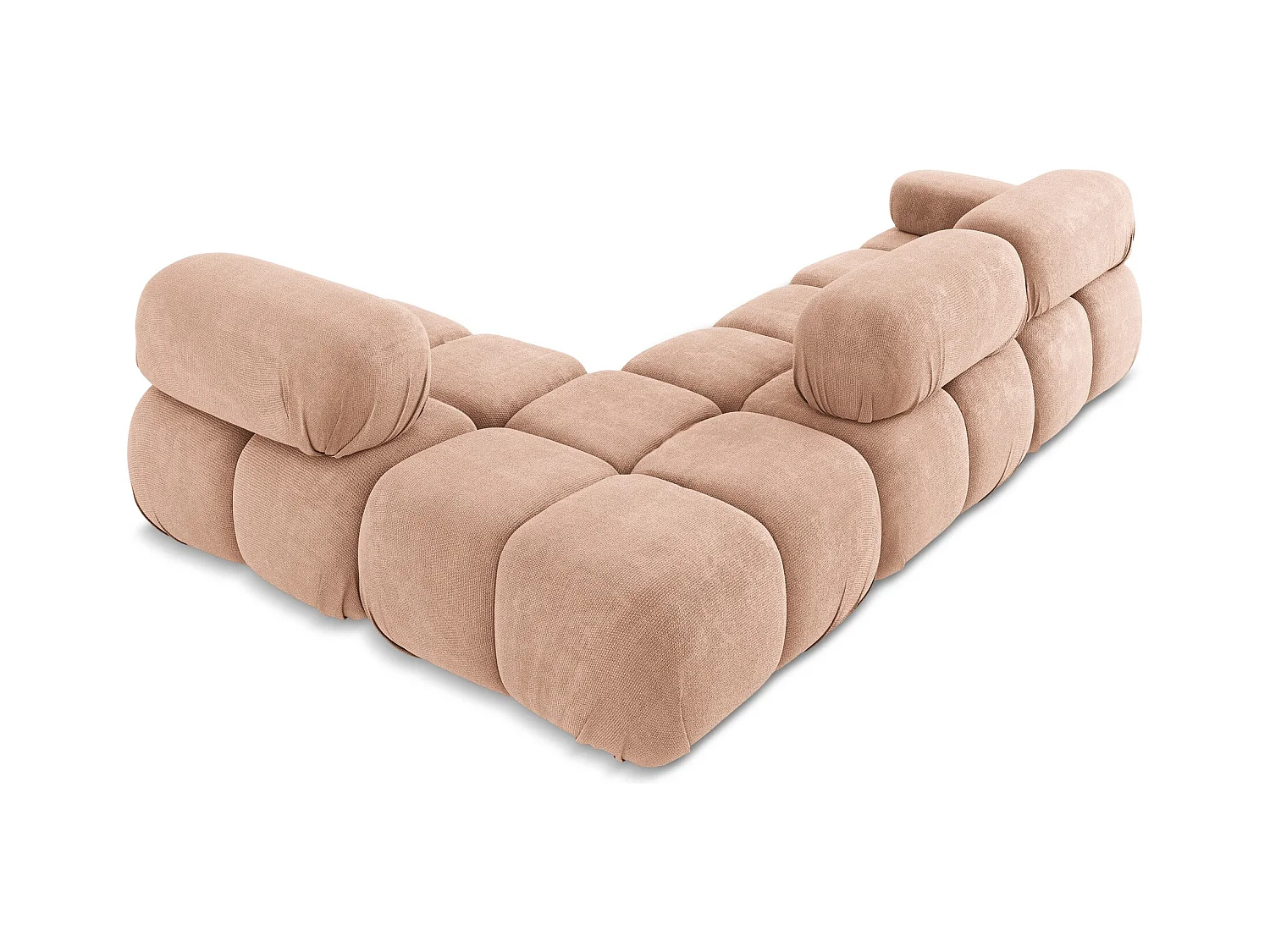 Modulaire hoekbank rechts van perzik chenille stof - LOKUA