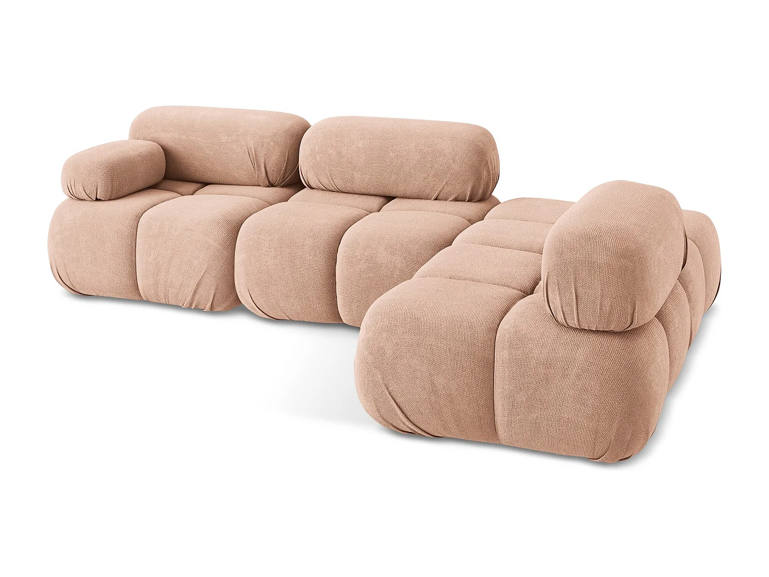 Canapé d'angle modulaire droit en Chenille - pêche - LOKUA