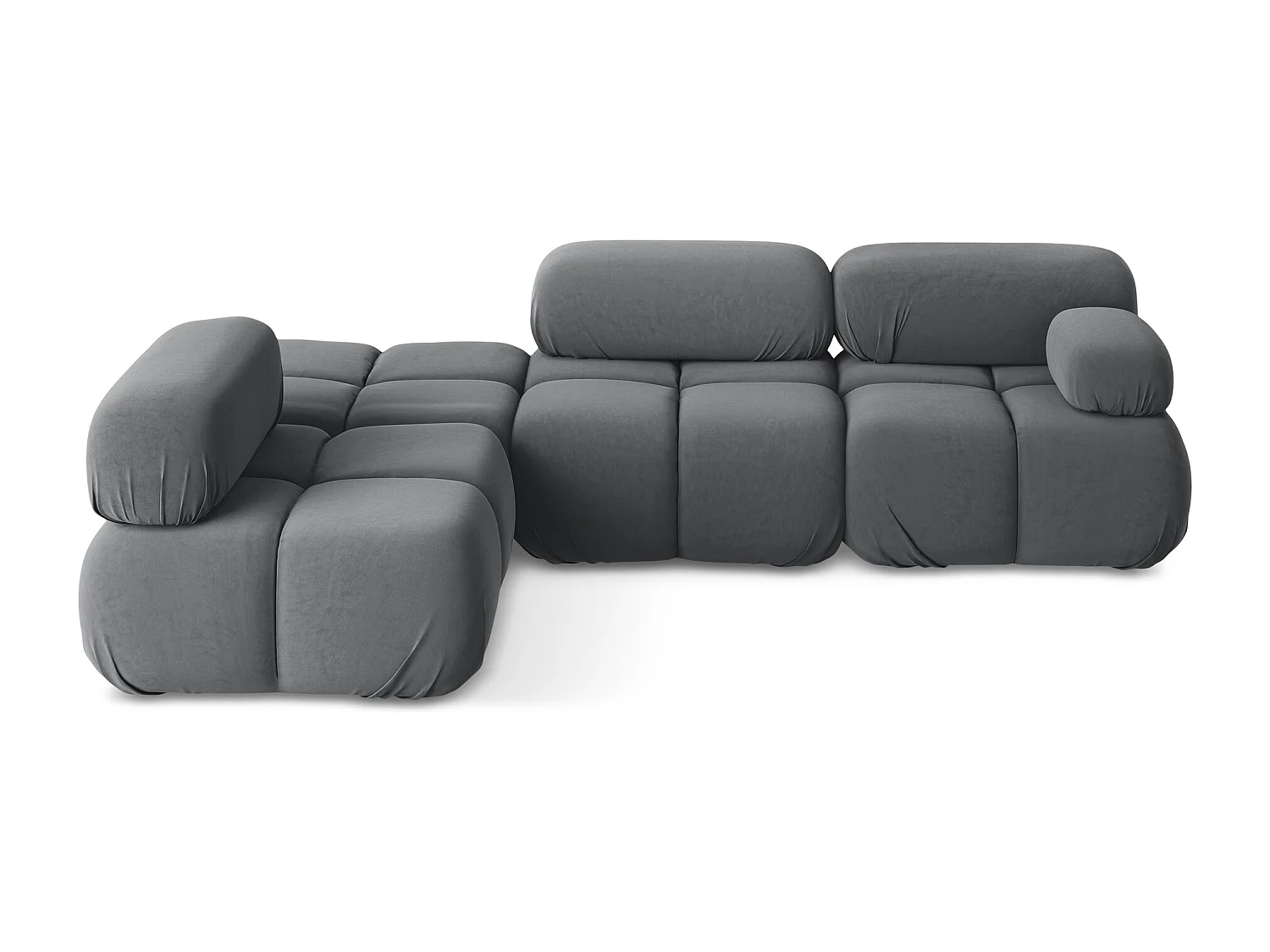 3-Sitzer Modulares Ecksofa - Ecke Links - Samt - Stahl - LOKUA