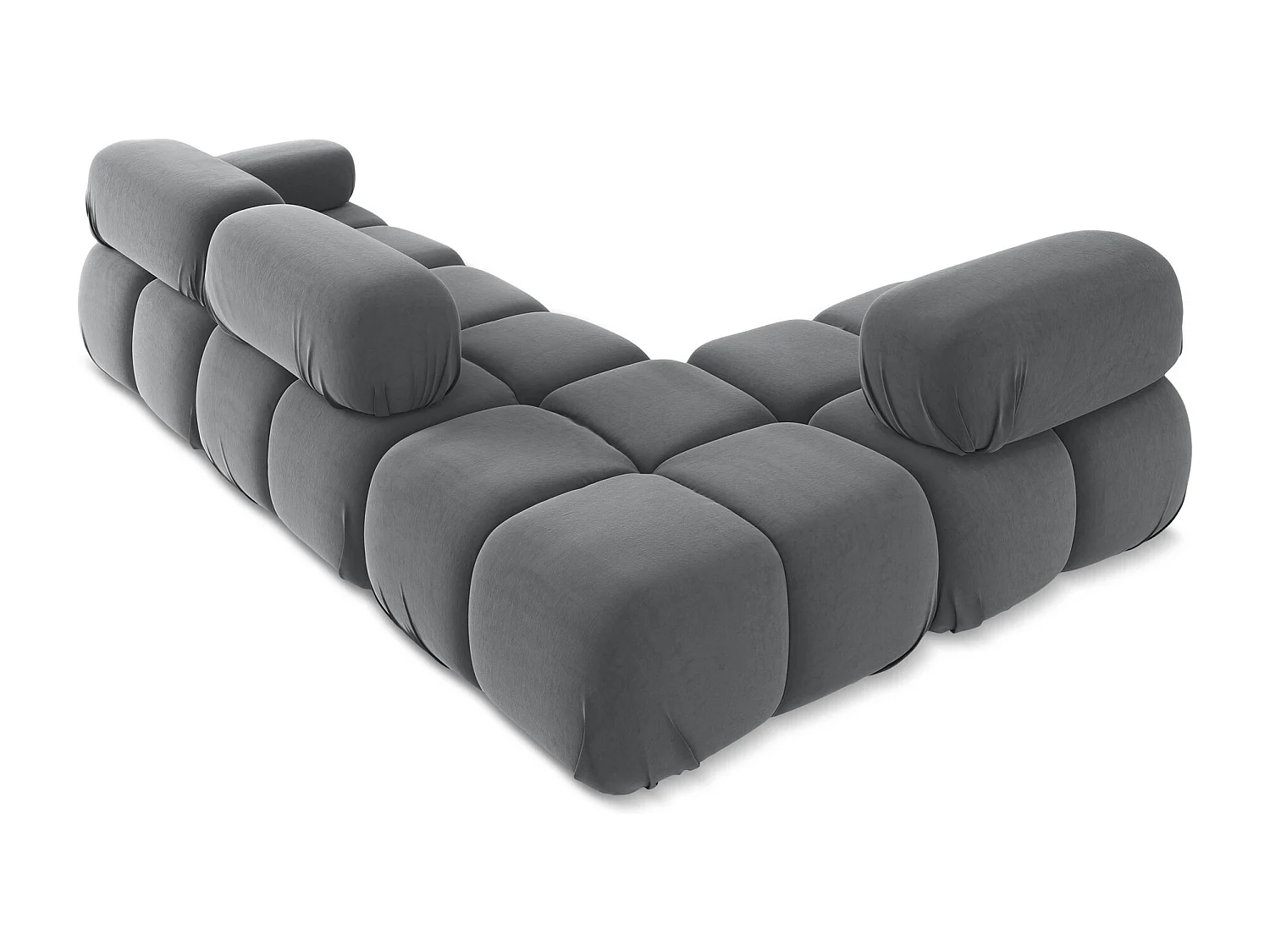 3-Sitzer Modulares Ecksofa - Ecke Links - Samt - Stahl - LOKUA