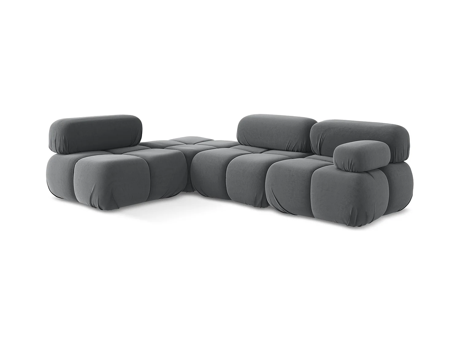 Canapé d'angle modulaire gauche en Samt - acier - LOKUA