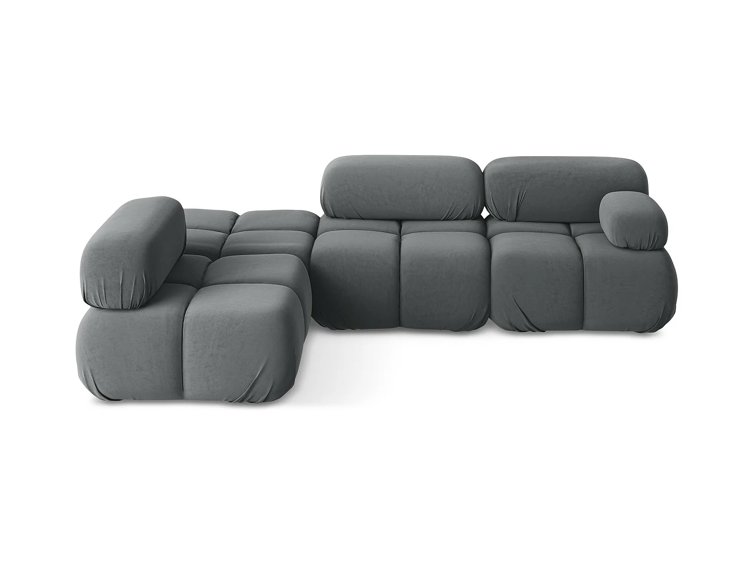 Canapé d'angle modulaire gauche en Samt - acier - LOKUA