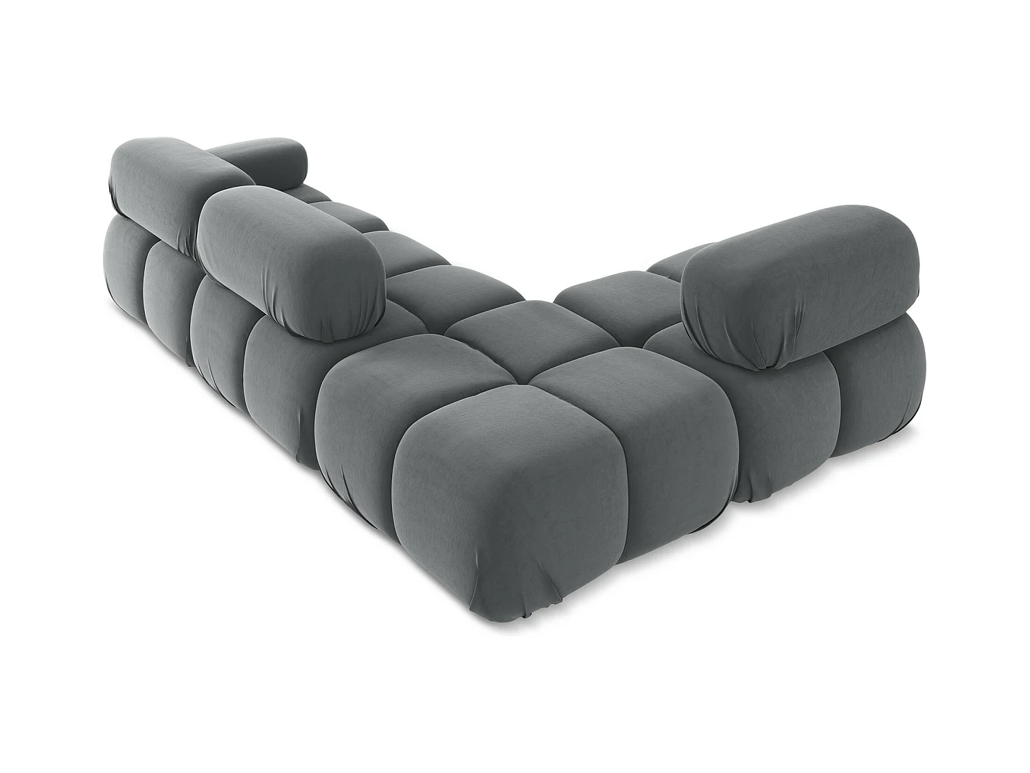 Canapé d'angle modulaire gauche en Samt - acier - LOKUA