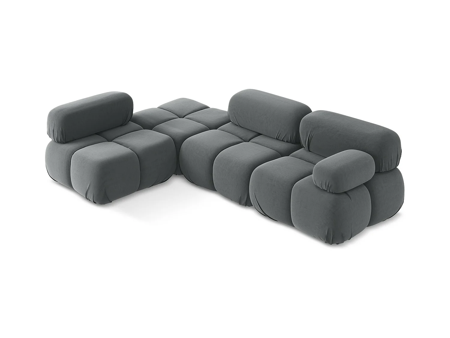 Canapé d'angle modulaire gauche en Samt - acier - LOKUA