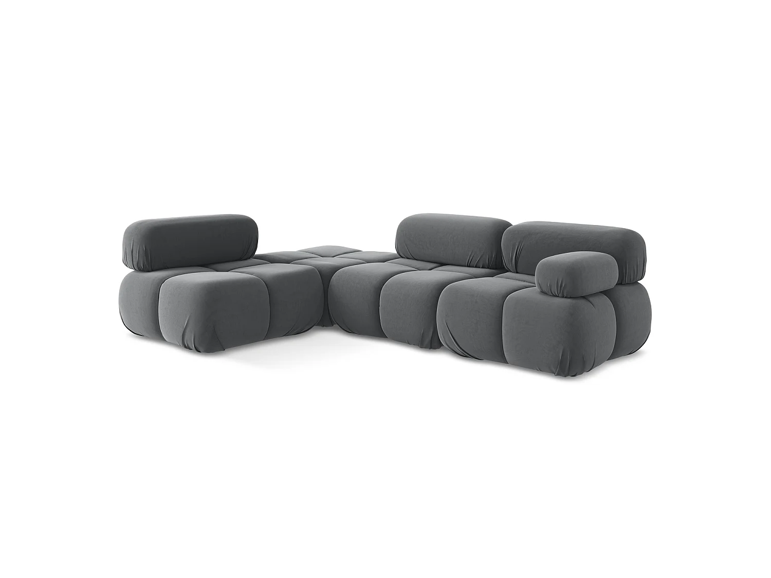 3-Sitzer Modulares Ecksofa - Ecke Links - Samt - Stahl - SANREMO