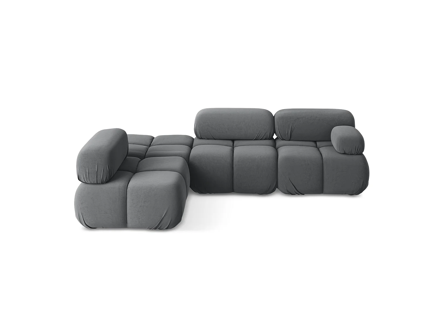 3-Sitzer Modulares Ecksofa - Ecke Links - Samt - Stahl - SANREMO