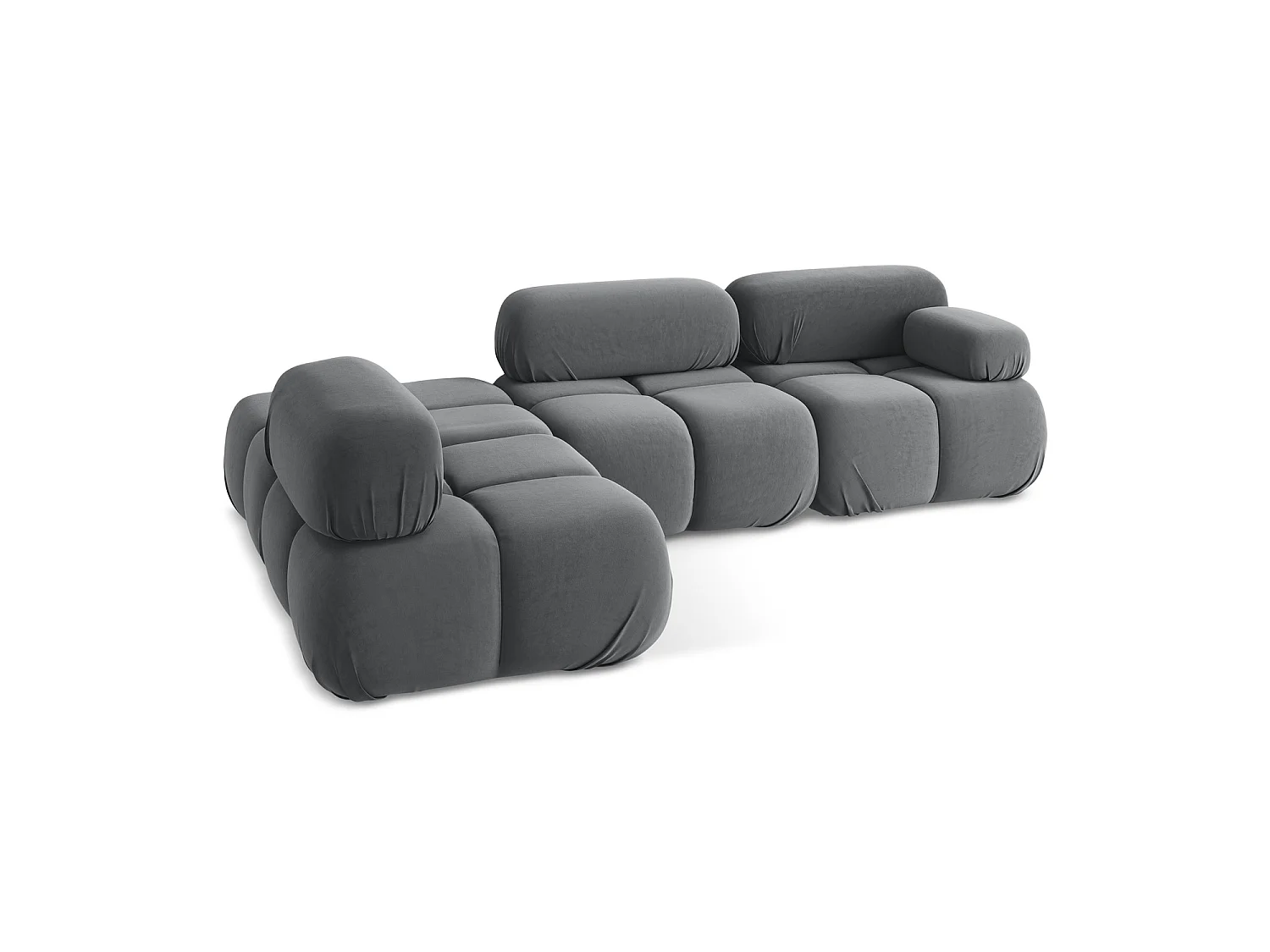 3-Sitzer Modulares Ecksofa - Ecke Links - Samt - Stahl - SANREMO