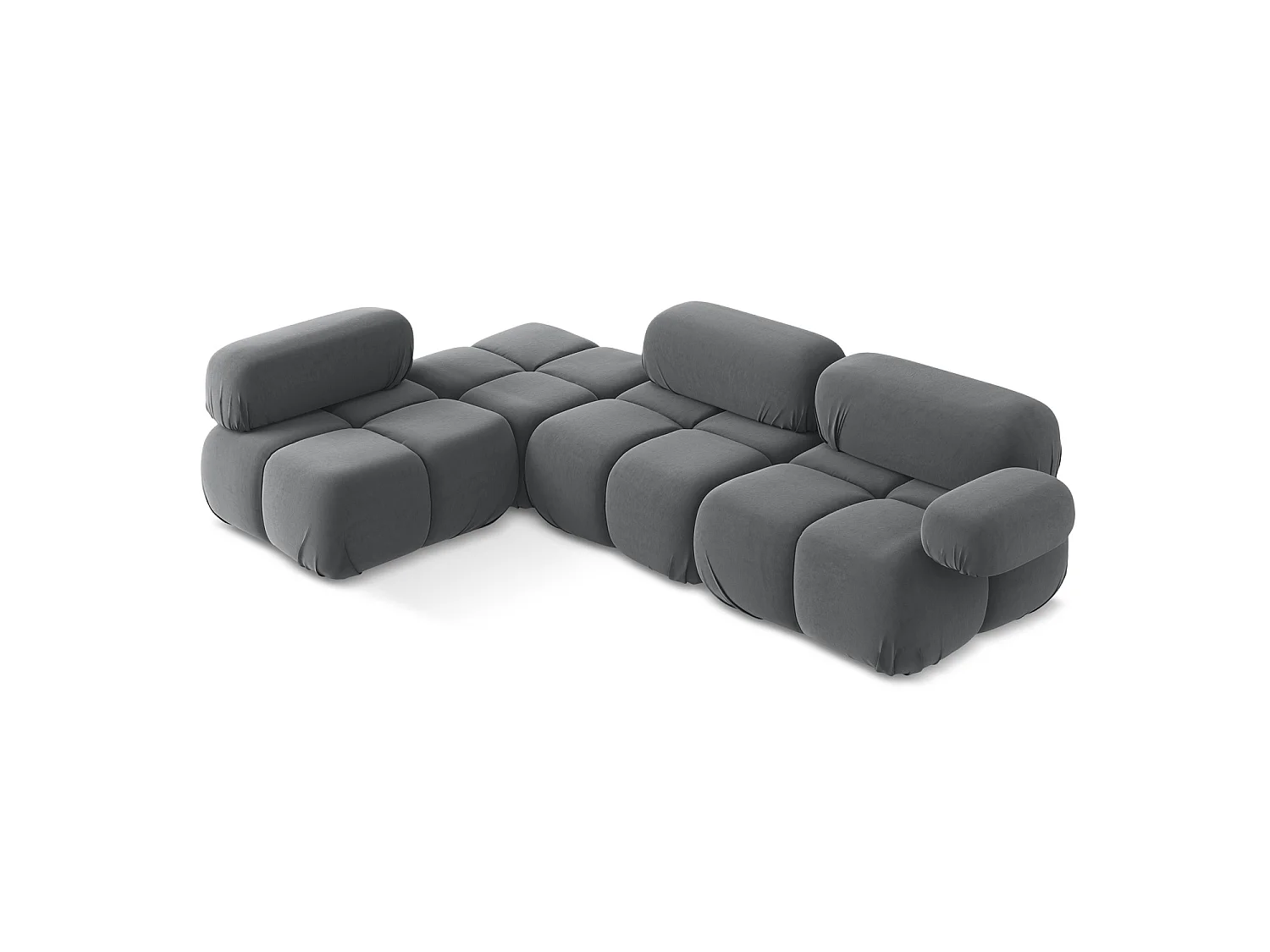 3-Sitzer Modulares Ecksofa - Ecke Links - Samt - Stahl - SANREMO