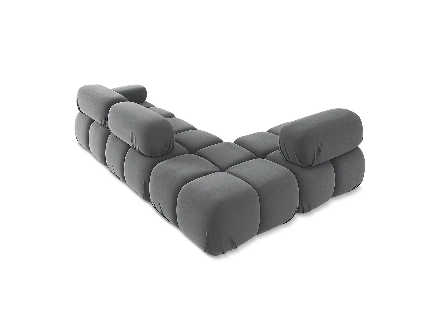 3-Sitzer Modulares Ecksofa - Ecke Links - Samt - Stahl - SANREMO