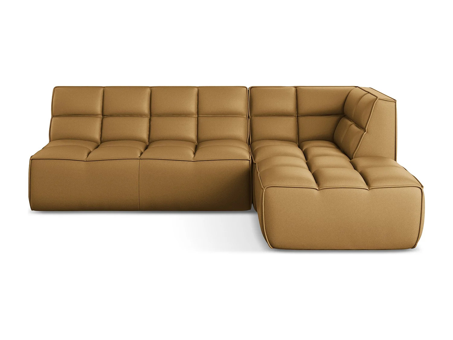 Omkeerbare modulaire hoekbank van karmel kunstleer - KALAI