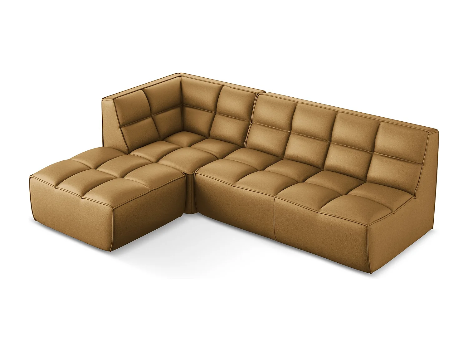 Modułowy narożnik uniwersalny - ze skóry syntetycznej - karmelowy - KALAI