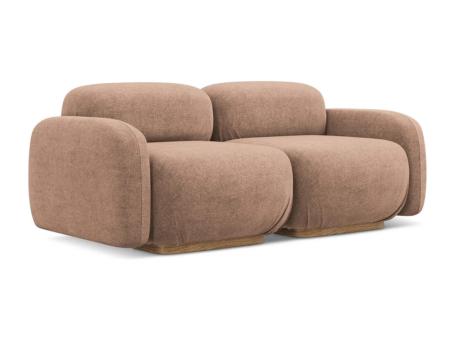 Driezits modulaire bank van gedempt roze bouclé - AILANI