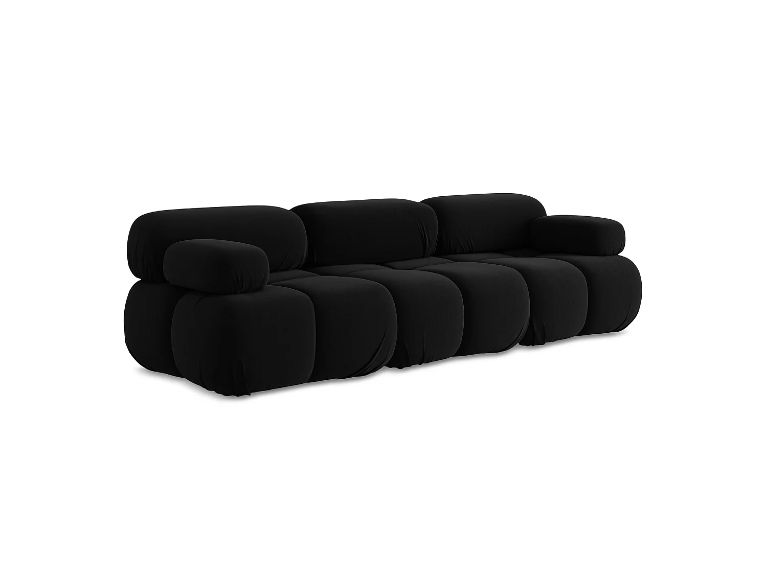 Modulares 3-Sitzer Sofa - - Samt - Schwarz - SANREMO