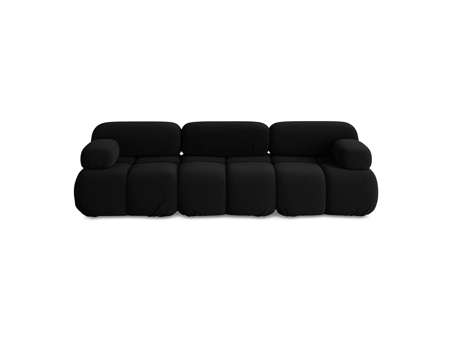 Modulares 3-Sitzer Sofa - - Samt - Schwarz - SANREMO