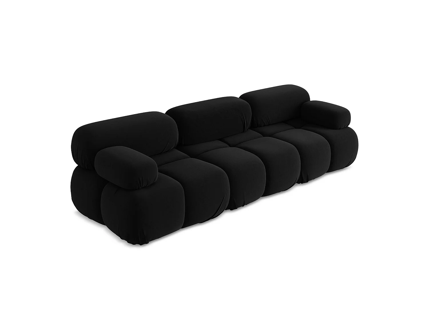 Modulares 3-Sitzer Sofa - - Samt - Schwarz - SANREMO