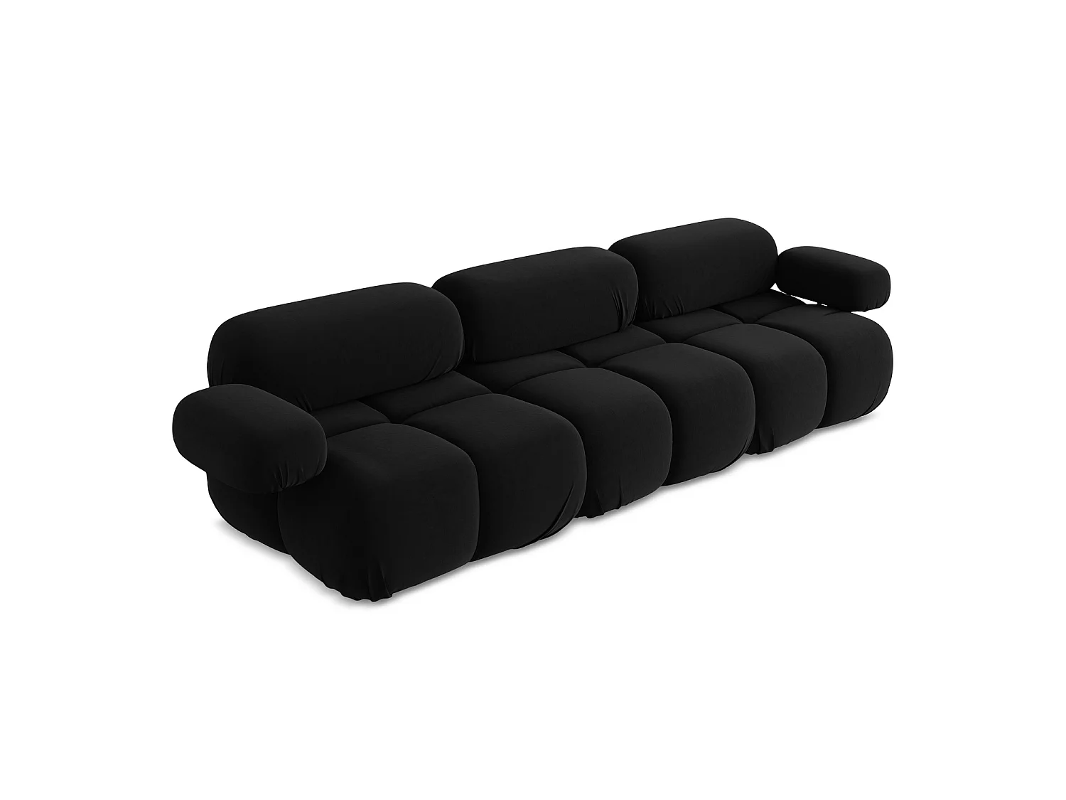 Modulares 3-Sitzer Sofa - - Samt - Schwarz - SANREMO