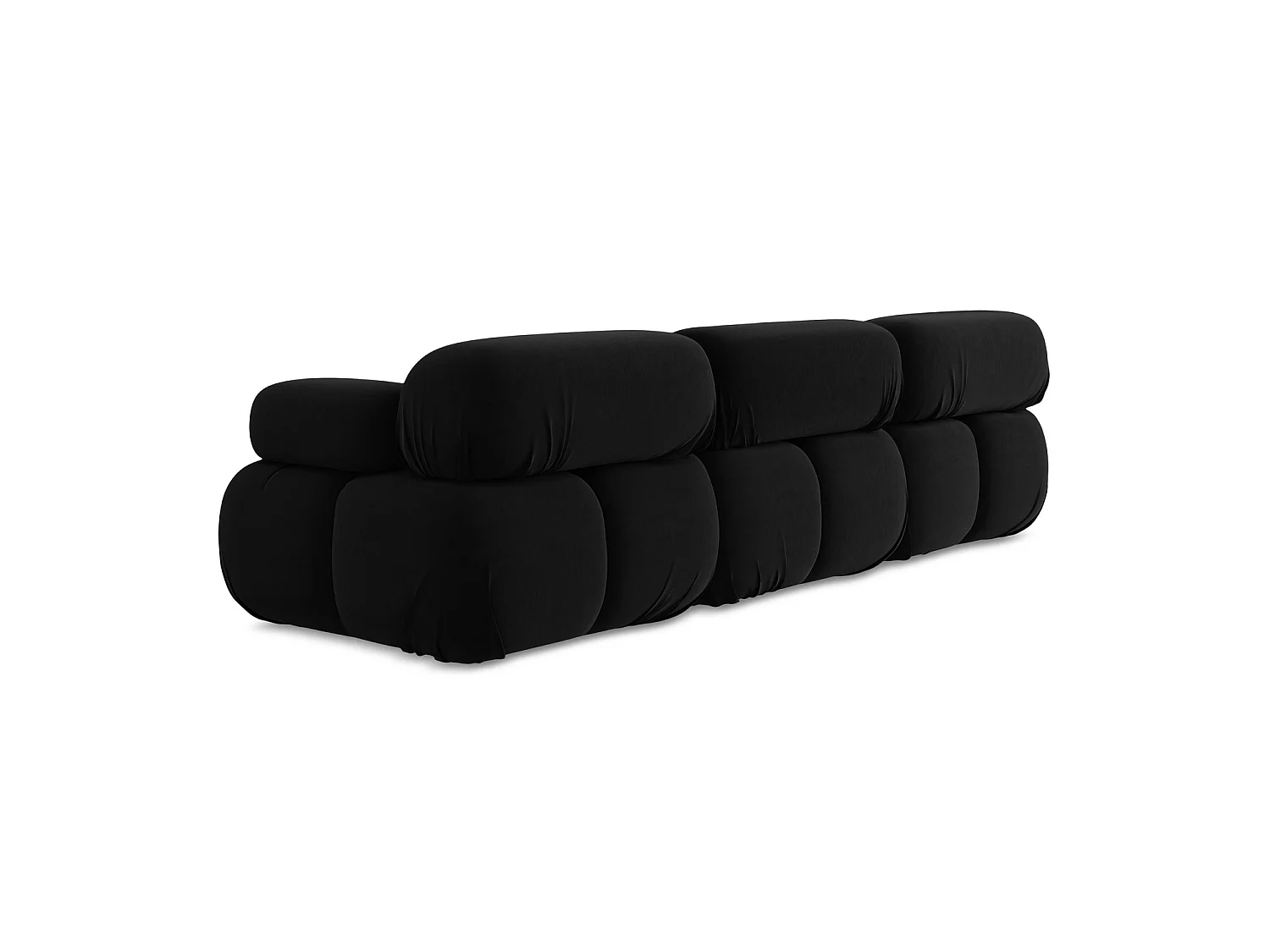 Modulares 3-Sitzer Sofa - - Samt - Schwarz - SANREMO
