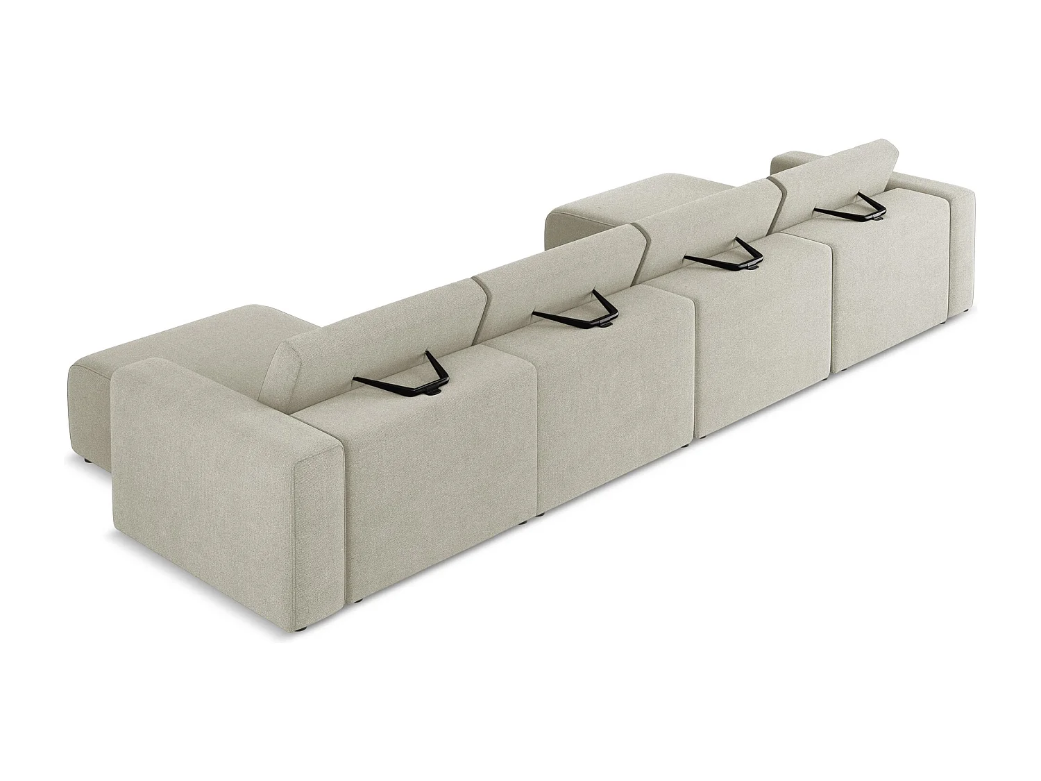 Canapé modulable panoramique - en Strukturstoff - beige clair - KALEA