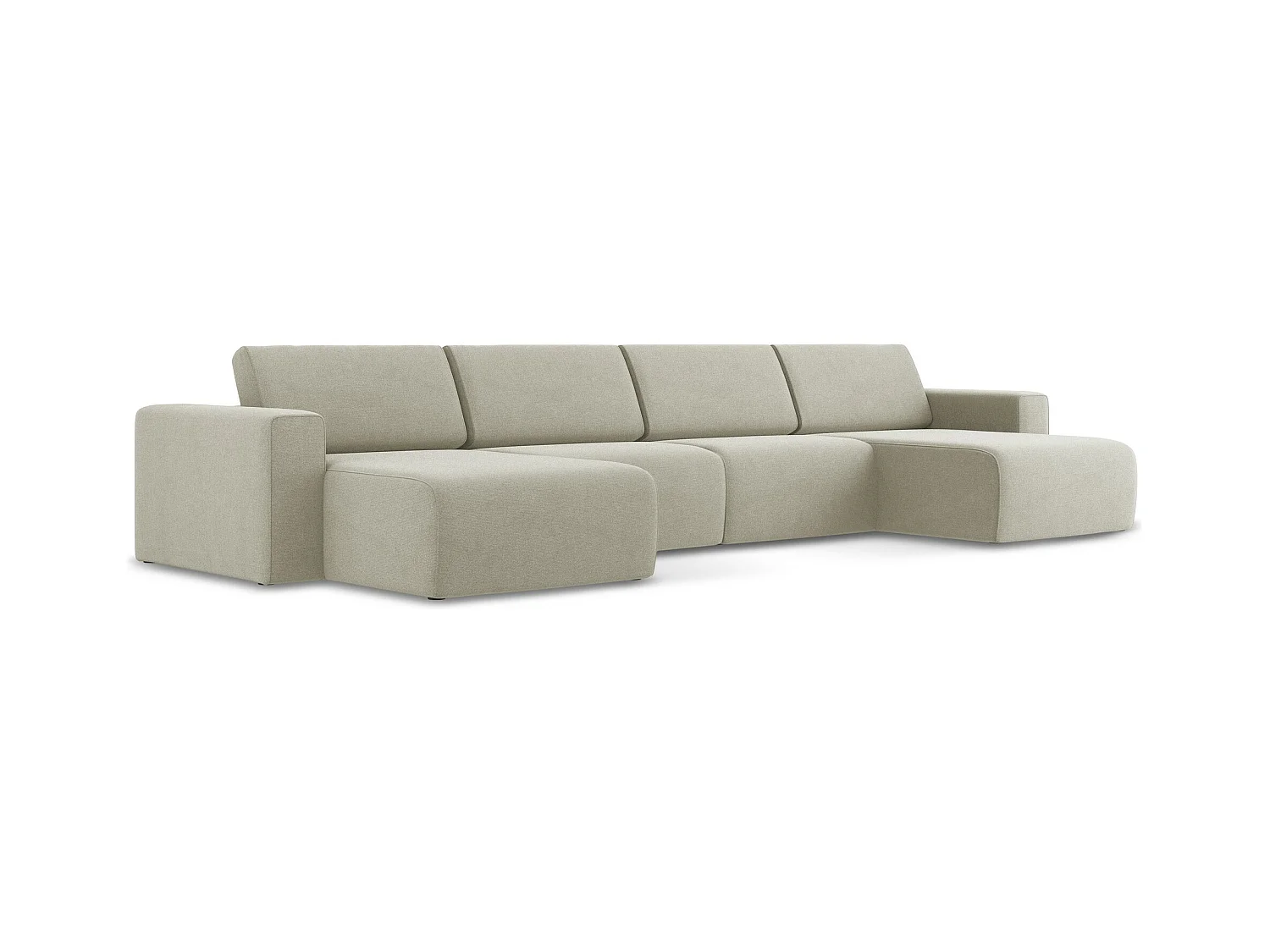 Modulares Wohnlandschaft - / - Strukturstoff - Hell beige - KALEA