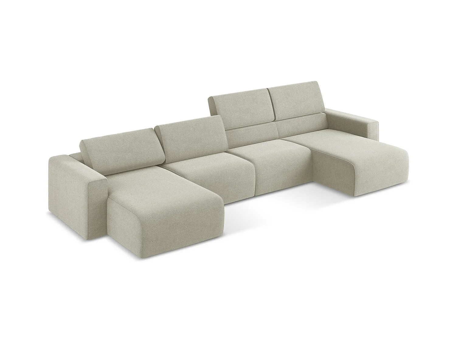 Modulares Wohnlandschaft - / - Strukturstoff - Hell beige - KALEA