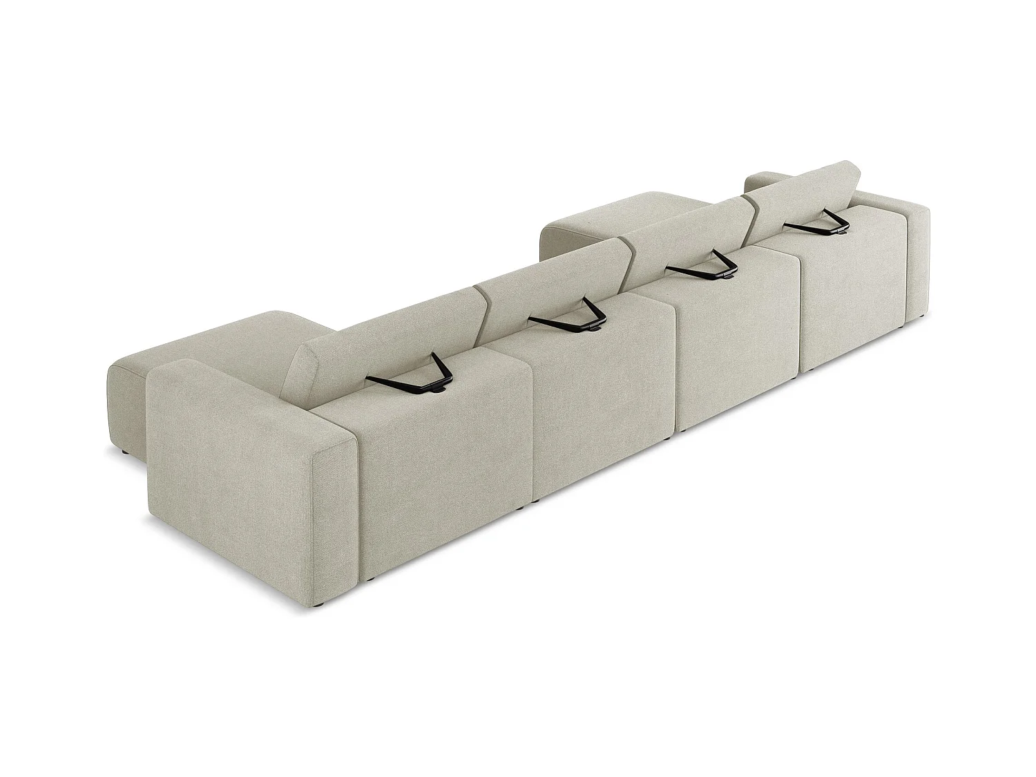Modulares Wohnlandschaft - / - Strukturstoff - Hell beige - KALEA