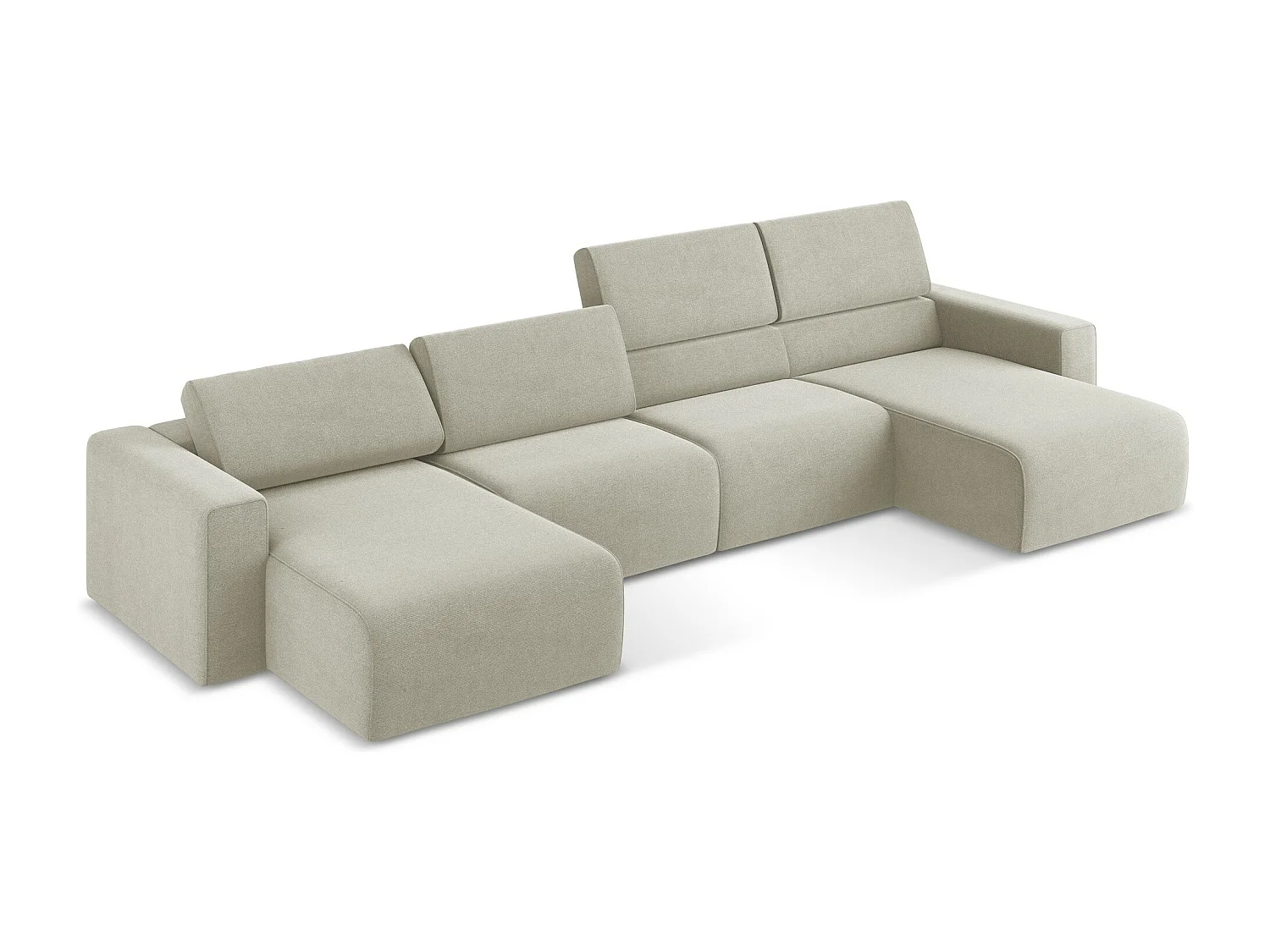 Canapé modulable panoramique - en Strukturstoff - beige clair - KALEA