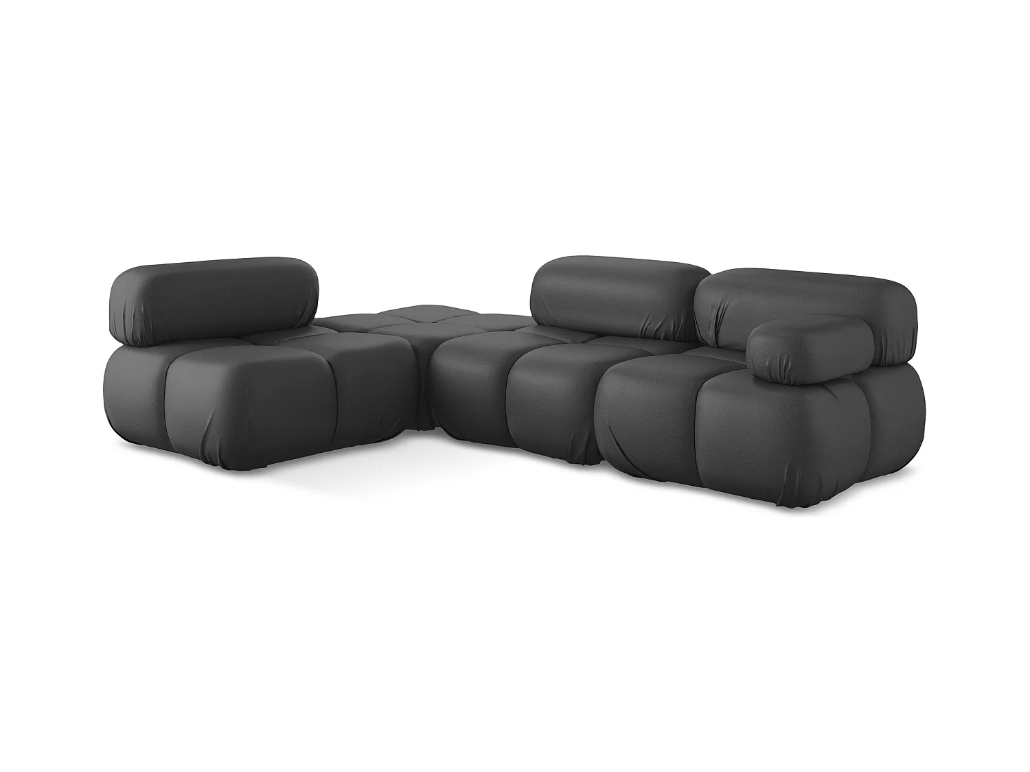 Canapé d'angle modulaire gauche en Cuir artificiel - gris - LOKUA