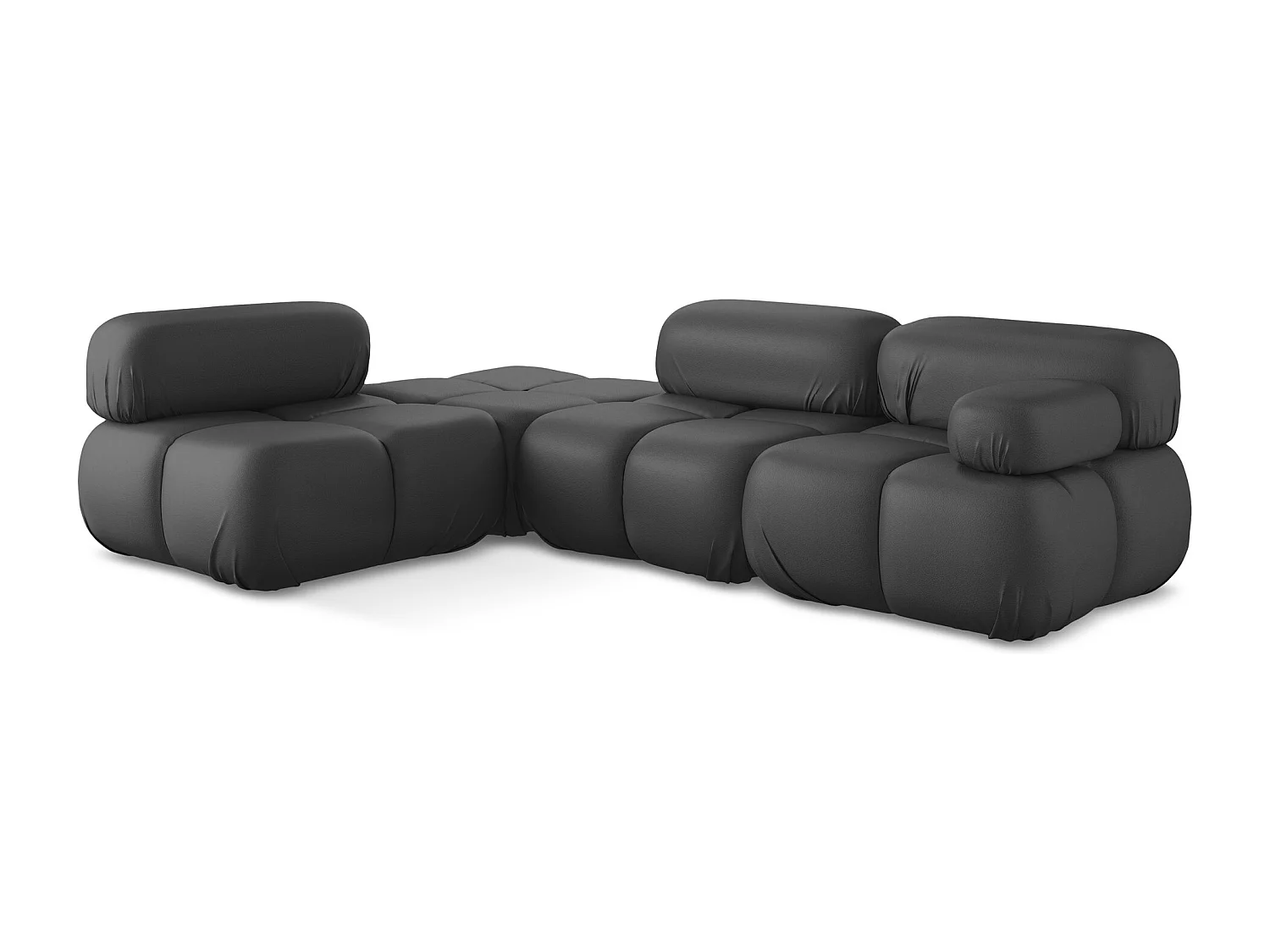 Sofá de canto modular esquerdo 3 lugares em couro sintético cinza - LOKUA